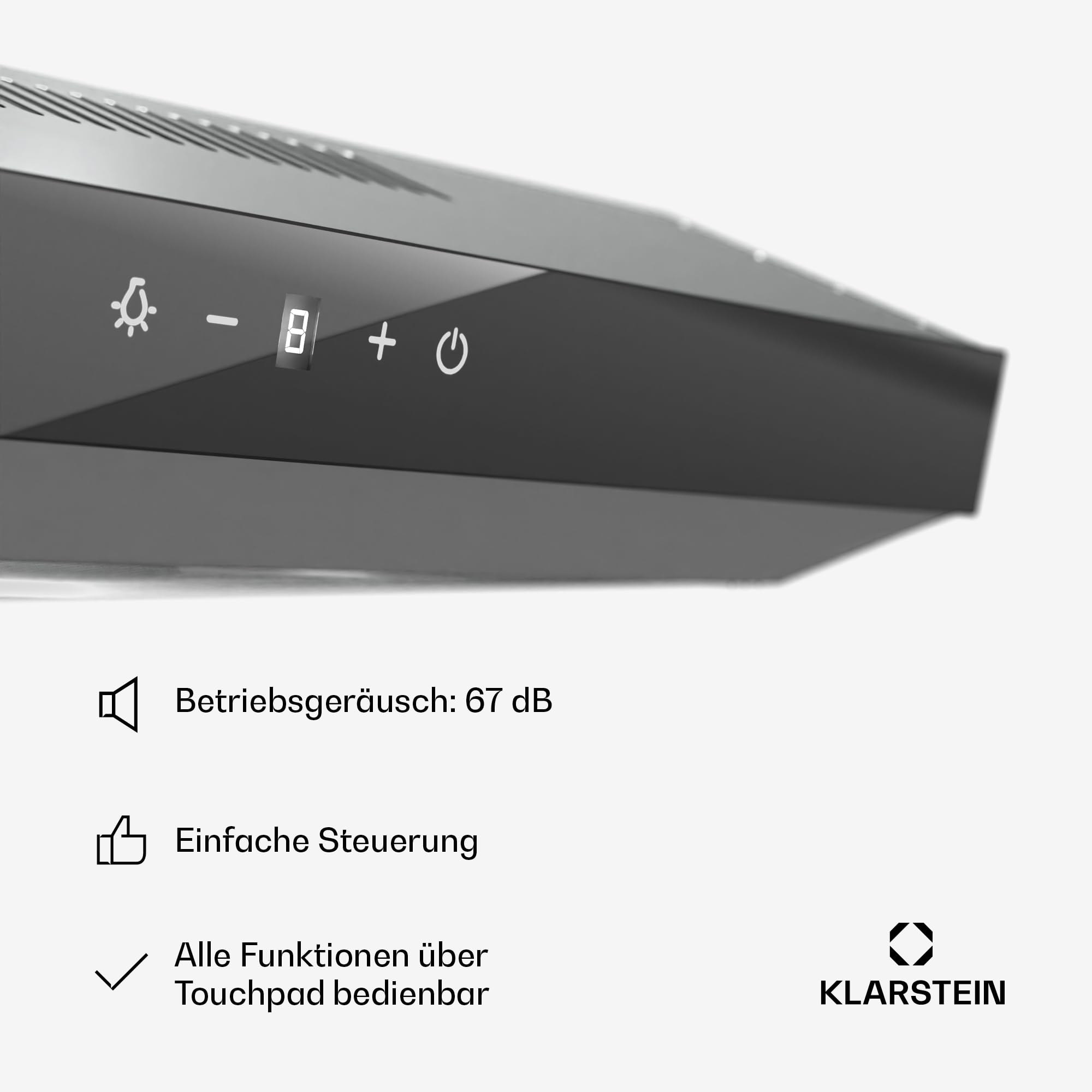 Klarstein Dunstabzugshaube 60cm Abluft Edelstahl 175 m³/h LED Touch-Bedienfeld
