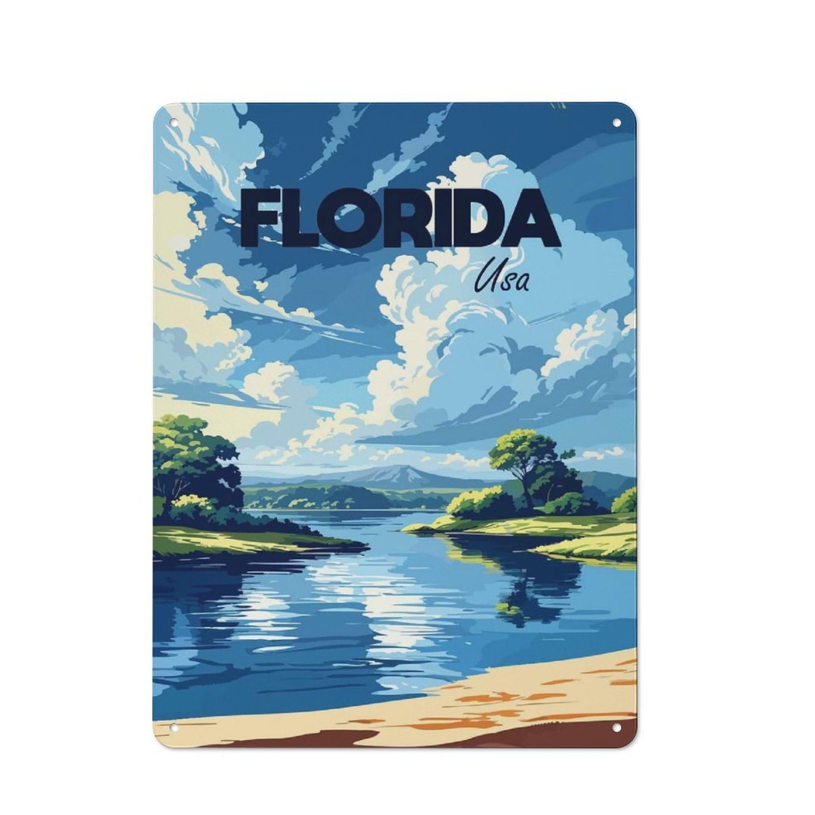 Junmoney Style-12 Florida Usa Landscape Rustic Tin Sign 40X30cm For Garden Room Or Summerhouse, For An Autumn Wall Display In Garden Room And Summerhouse