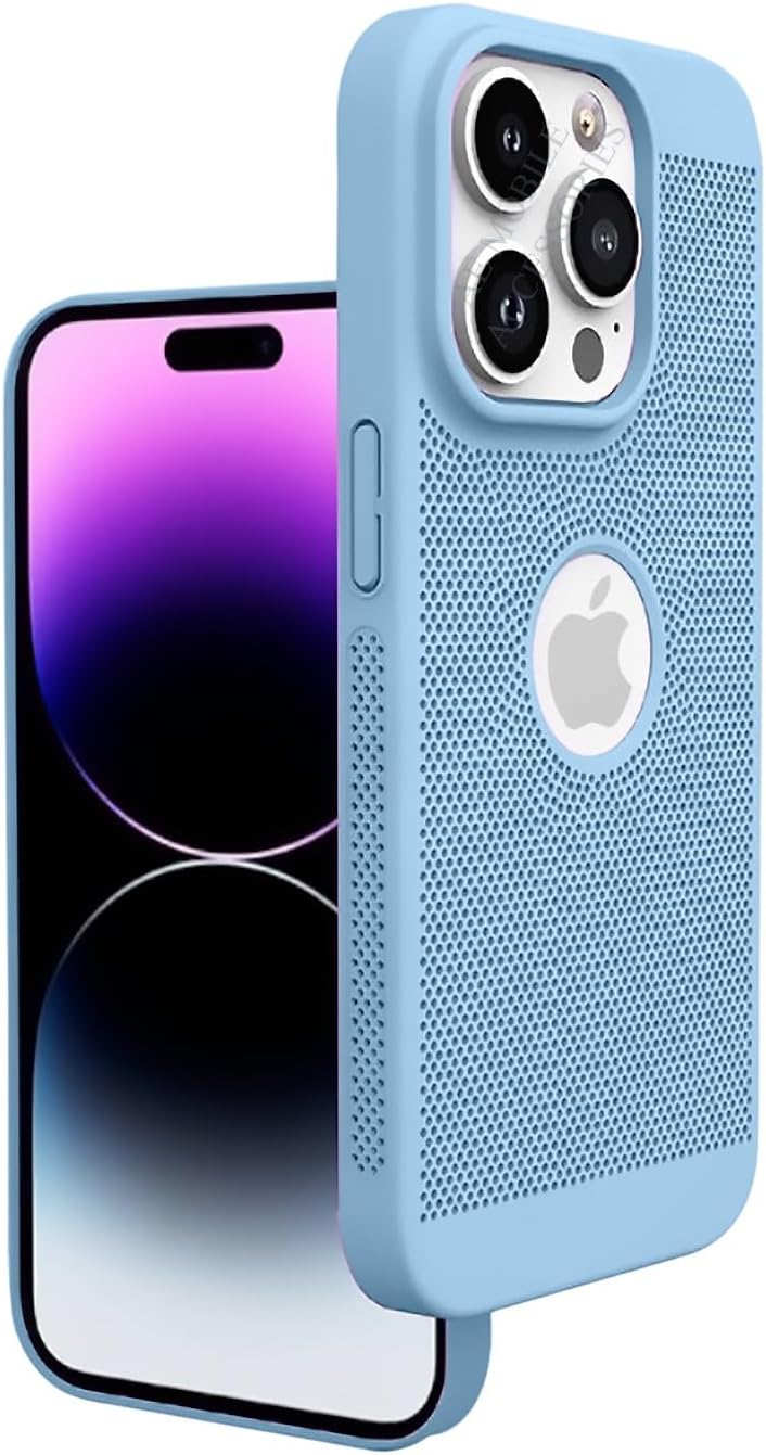 AE MOBILE ACCESSORIES® Ultra Slim Hybird PC Back Cover for iPhone 14 Pro Max Heat Dissipation Breathing Case | Rubberised Matte Finish with Logo View (SERIA Blue)