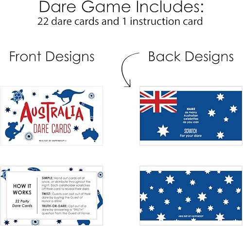 Miniatura 5 de Big Dot of Happiness Australia Day - Juego de fiesta australiana G'Day Mate Tarjetas de desafío para raspar - 22 unidades