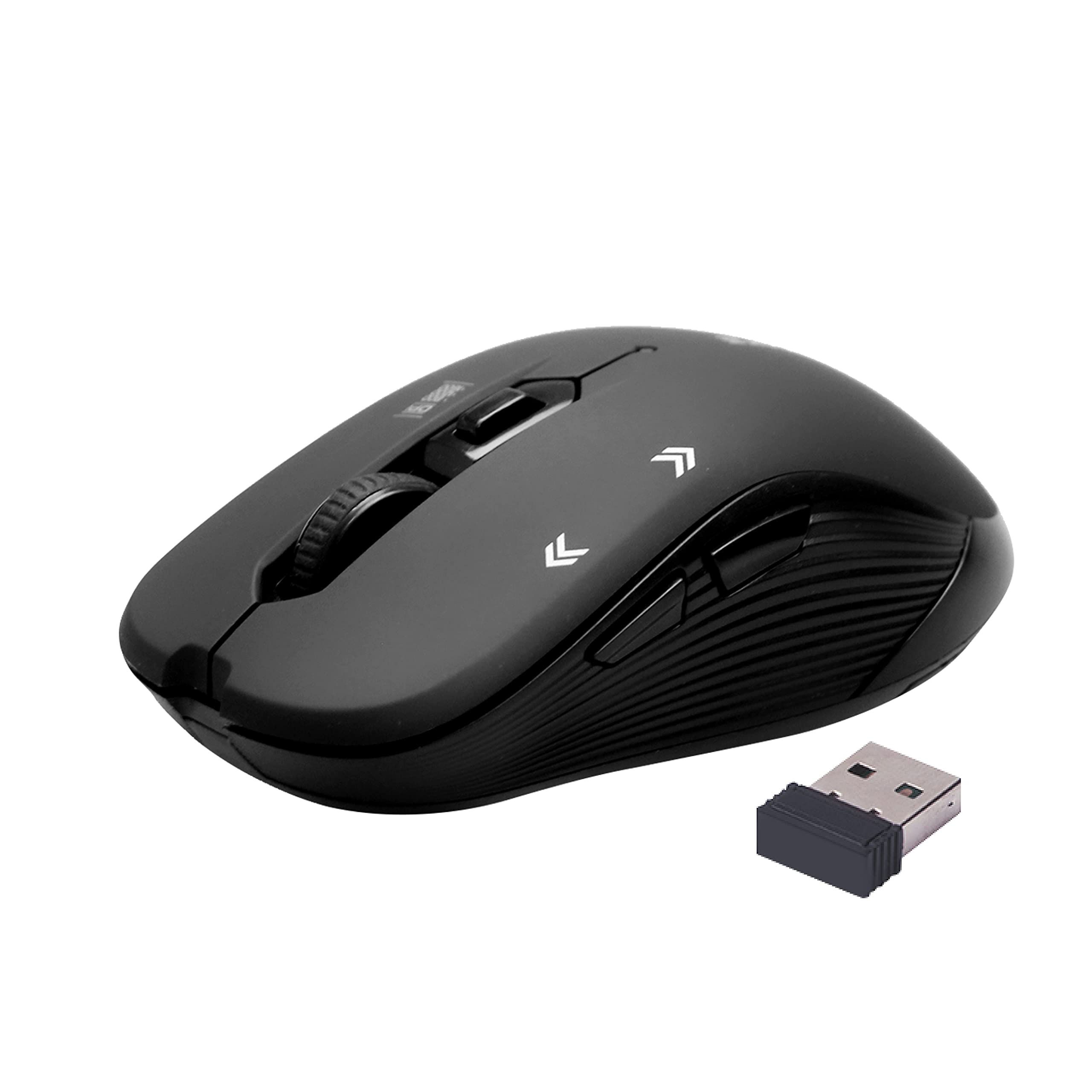 Promate1600DPI Wireless Mouse, Ergonomic Symmetric 2.4Ghz Cordless Optical Mouse with Nano Receiver, Long Battery Life, Adjustable DPI and 6 Functional Buttons for Mac OS, Windows, Slider