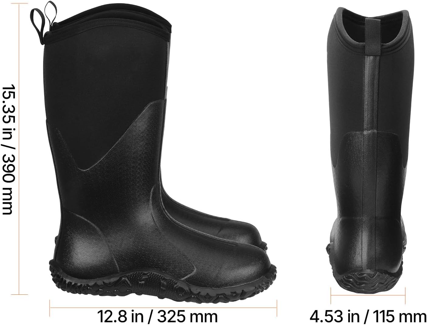 Happybuy Men's Rubber Boots - Durable & Lightweight, Waterproof & Anti-Slip, Ideal for Hunting, Gardening, Farming & Manufacturing, Insulated Mud Boots, Size 9 US