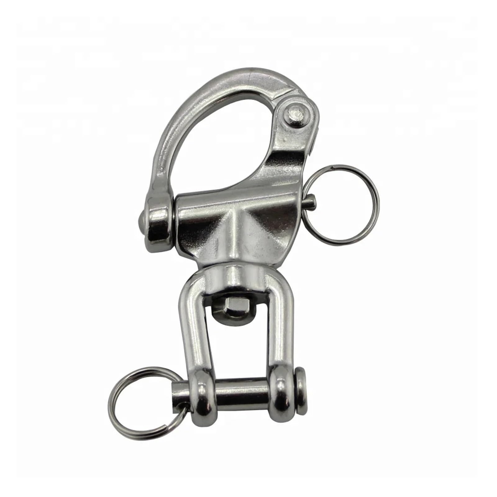 3 Pieces 316 Stainless Steel Safety Clevis Pin Swivel Snap Shackle 70mm 87mm 128mm Rigging Metal Big Chain Link Locking(128mm)