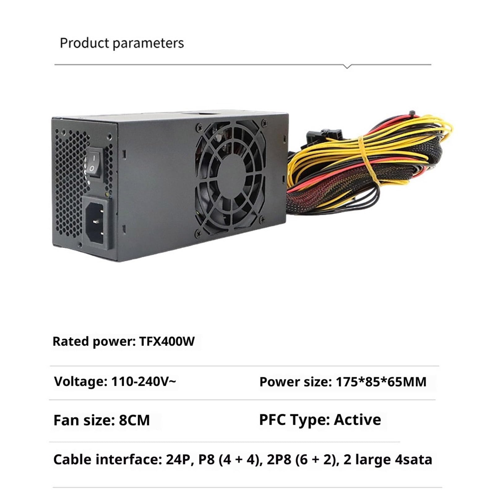 TFX – Alimentazione elettrica 400 W, 110 – 240 V, con ventola di raffreddamento da 8 cm, unità di alimentazione per desktop, protezione completa dei circuiti