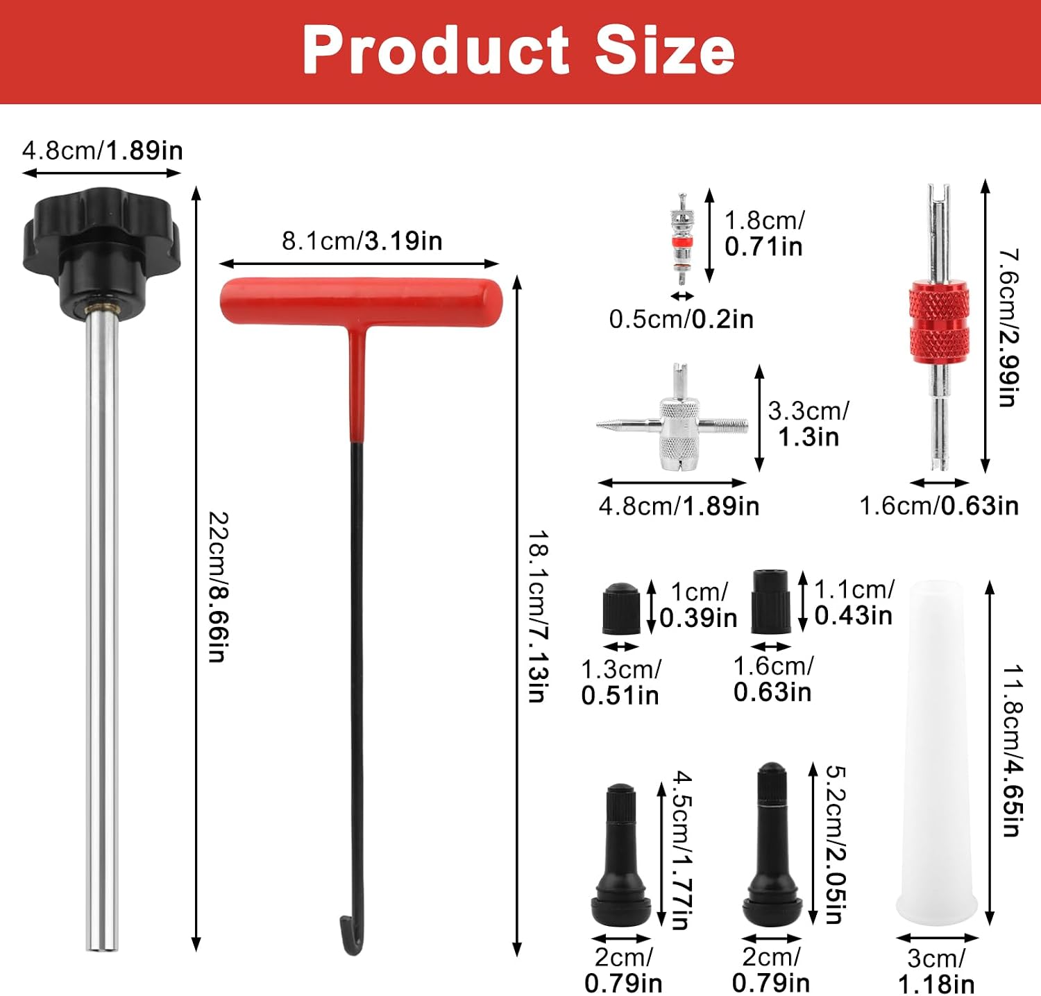 54PCS Tire Valve Stem Repair Tool, Quick Change Valve Stem Installation Tool Without Tire Removal, with TR413 TR414 Stems and Cores, for Cars Motorcycles ATVs Tubeless Tires