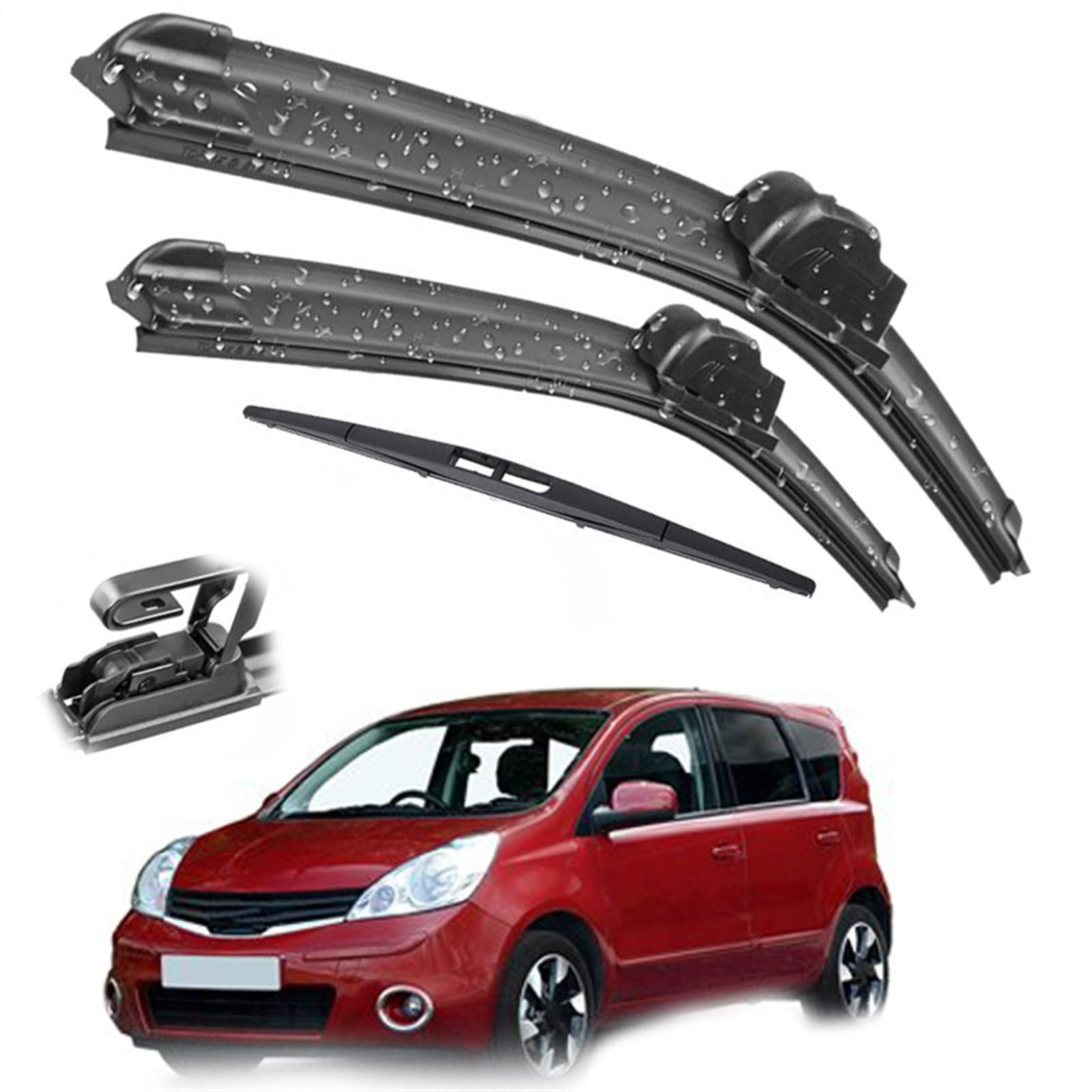 Per N&issan per Note MK1 2004 2005 2006 2007 2008 2009 2010 2011 2012 2013 Finestrino di Automobile Anteriore Posteriore Tergicristallo Spazzole Set 24 "14" 12 "