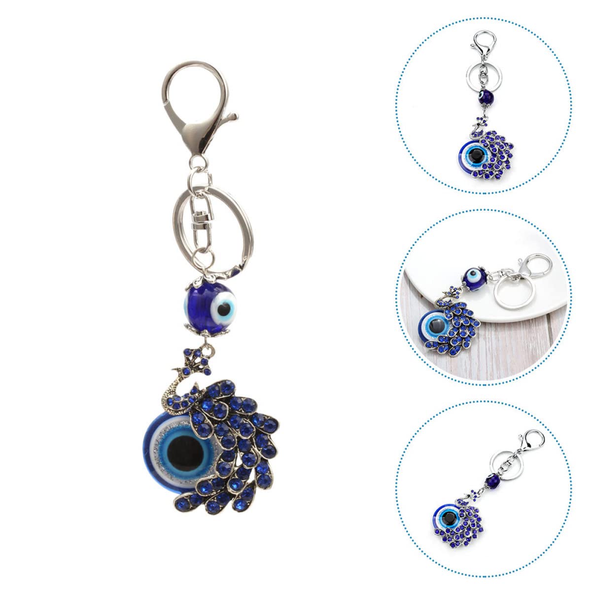 LIFKOME Peacock Evil Eye Schlüsselanhänger Robust und Multifunktionales Design als Schlüssel oder Hängeornament Kreative für Taschen und Schlüsselbunde