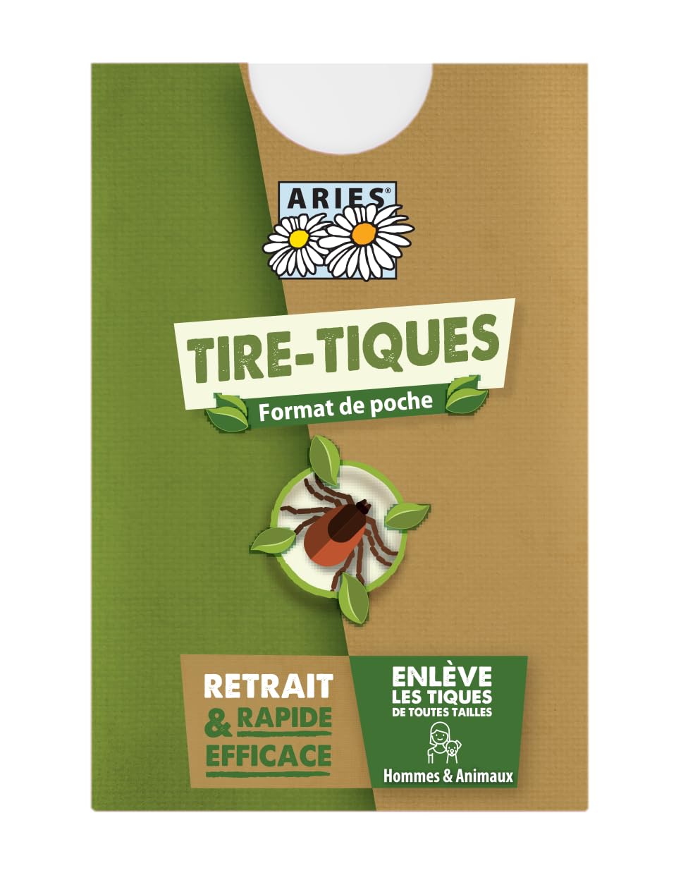 Aries ZK1 Carte à tiques pour Humains, Chiens et Chats - Format de Poche Pratique - 6 x 9 cm