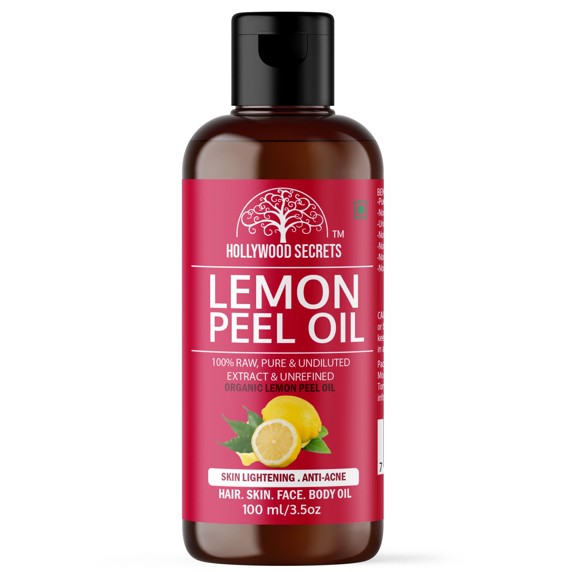 Organic Pure Lemon Peel Oil Hair Face Skin 100 ml
