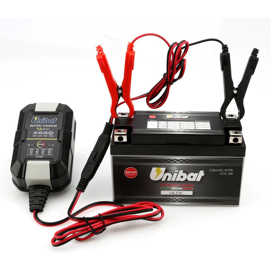 Unibat Carica Batterie Moto PB/LT con Reset BMS 6V/12V 1A