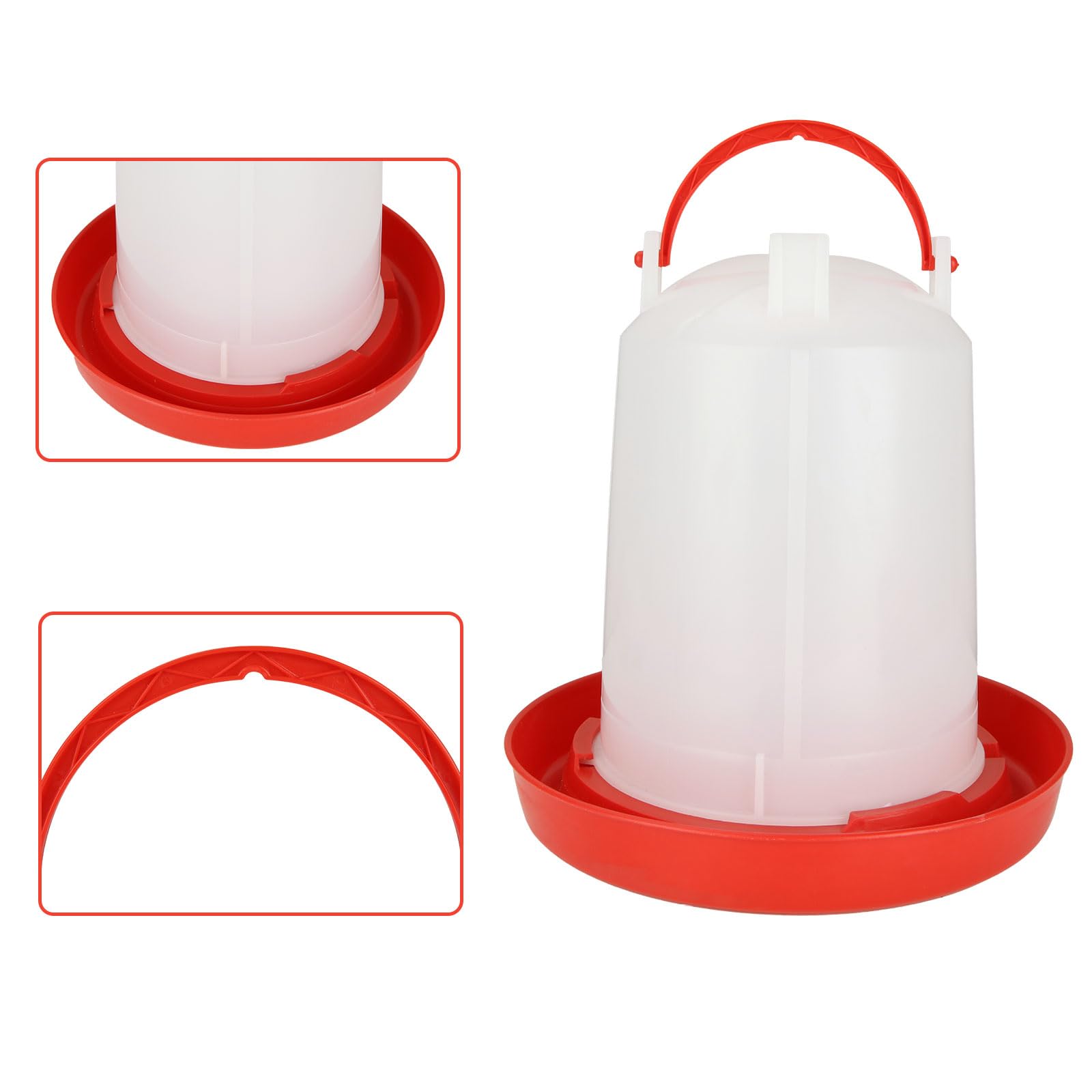 SHUESS 4 dispensadores de agua para pollo, comederos y bebedores de plástico para pollo, bebedor de aves de corral de 3 litros, comedero de agua para pollo, gallina, pato (rojo)