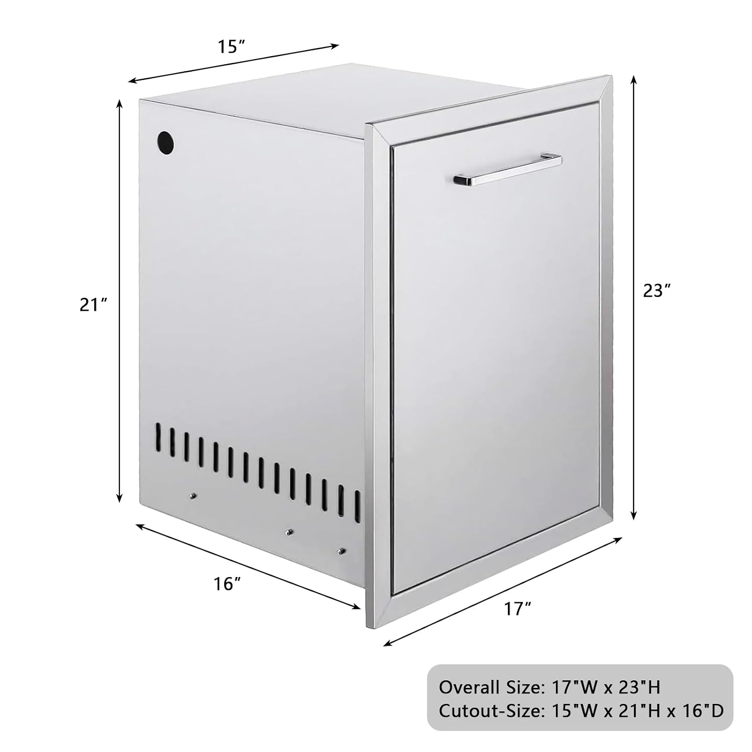 Built-in Propane Drawer, Pull-Out Propane Tank Drawer Storage Stainless Steel, with Handle for Outdoor Kitchen BBQ Island