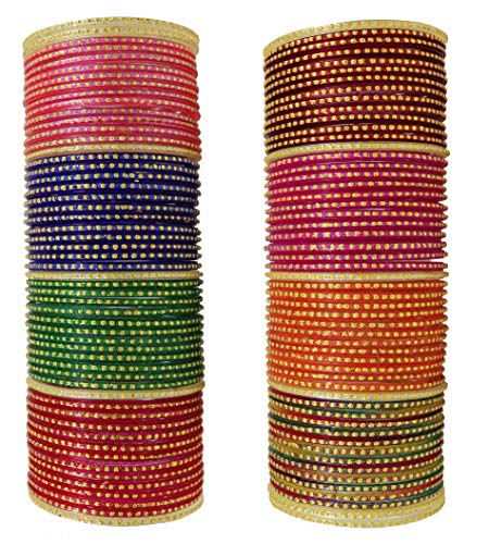 Image of NMII Stylish Glass Bangles Set For Women & Girls With Glossy Finished Polka Dots Work | Fancy Chudi For Girls | Wedding, Party & Gift