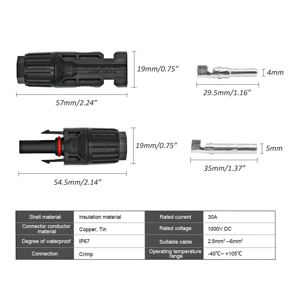 Buy 10 Pairs of MC4 Solar Cable Connectors, HUYU Male/Female Solar