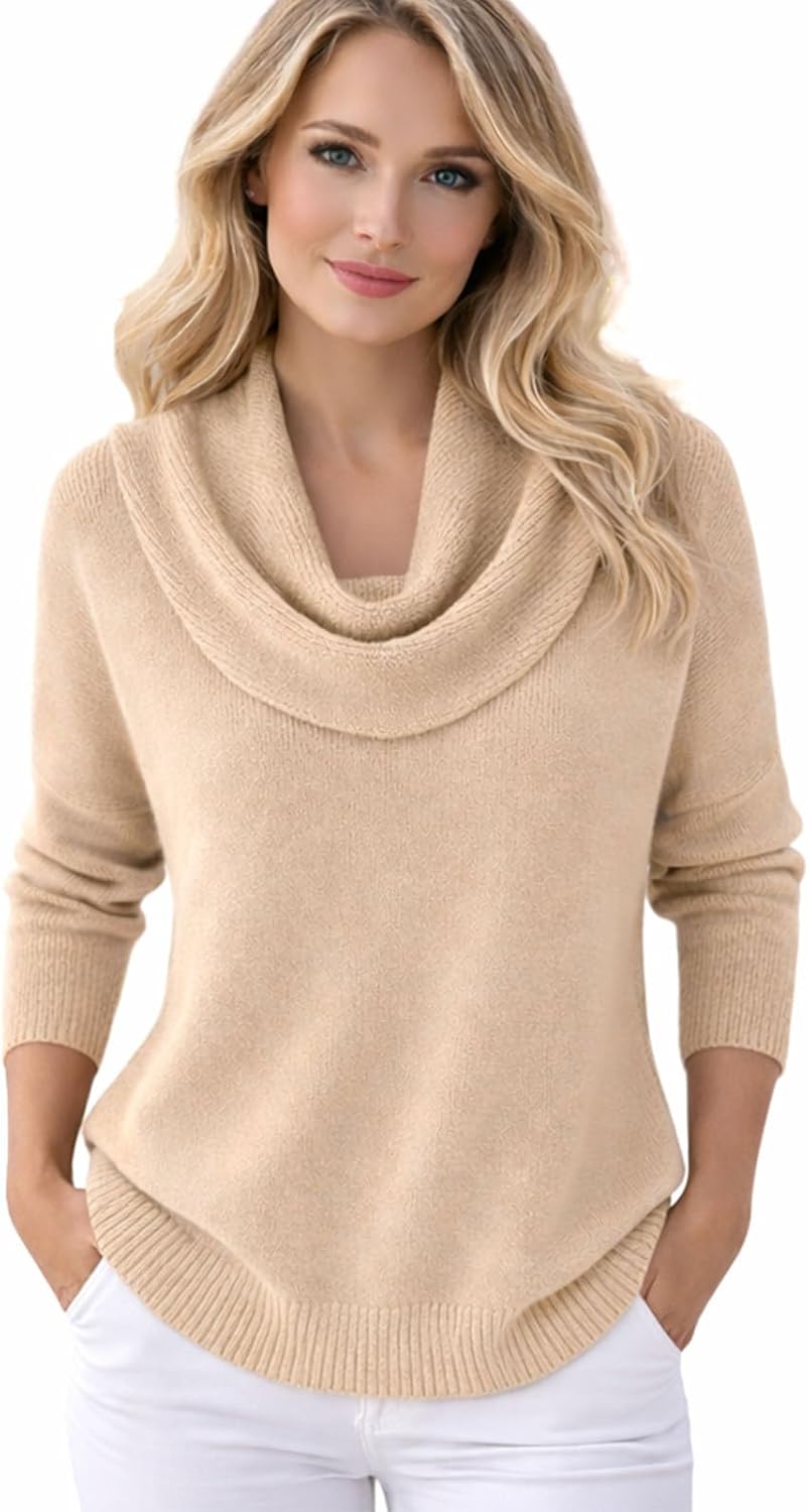 Women’s Triangle Neck Sweater,Elegant Retro Soft Triangle Neck Sweater,Knit Pulover Cowl Style for Fall Winter