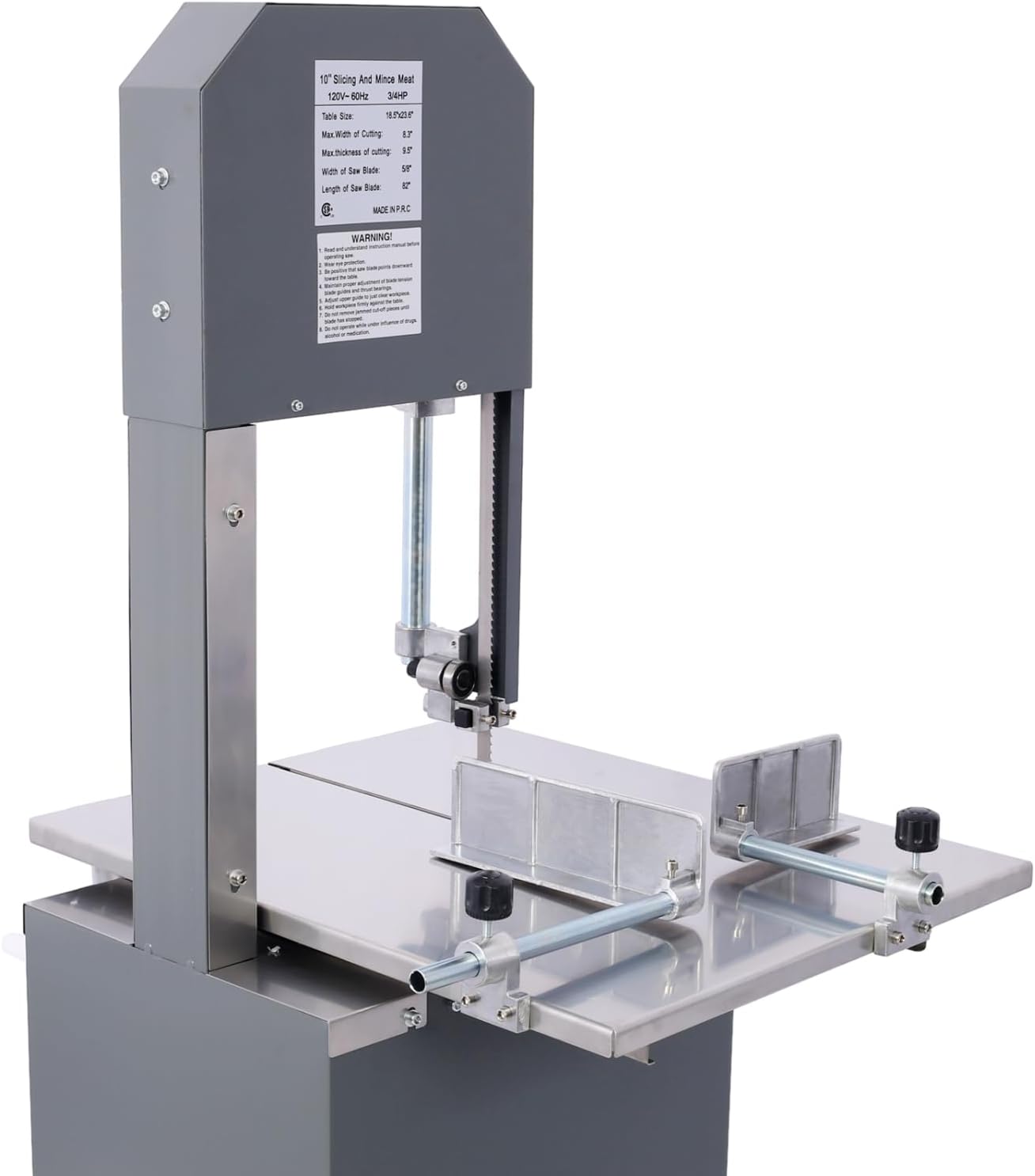 2-in-1 Commercial Butcher Band Saw and Sausage Stuffer Gray Steel Versatile & Efficient Home & Commercial Use Durable & Reliable
