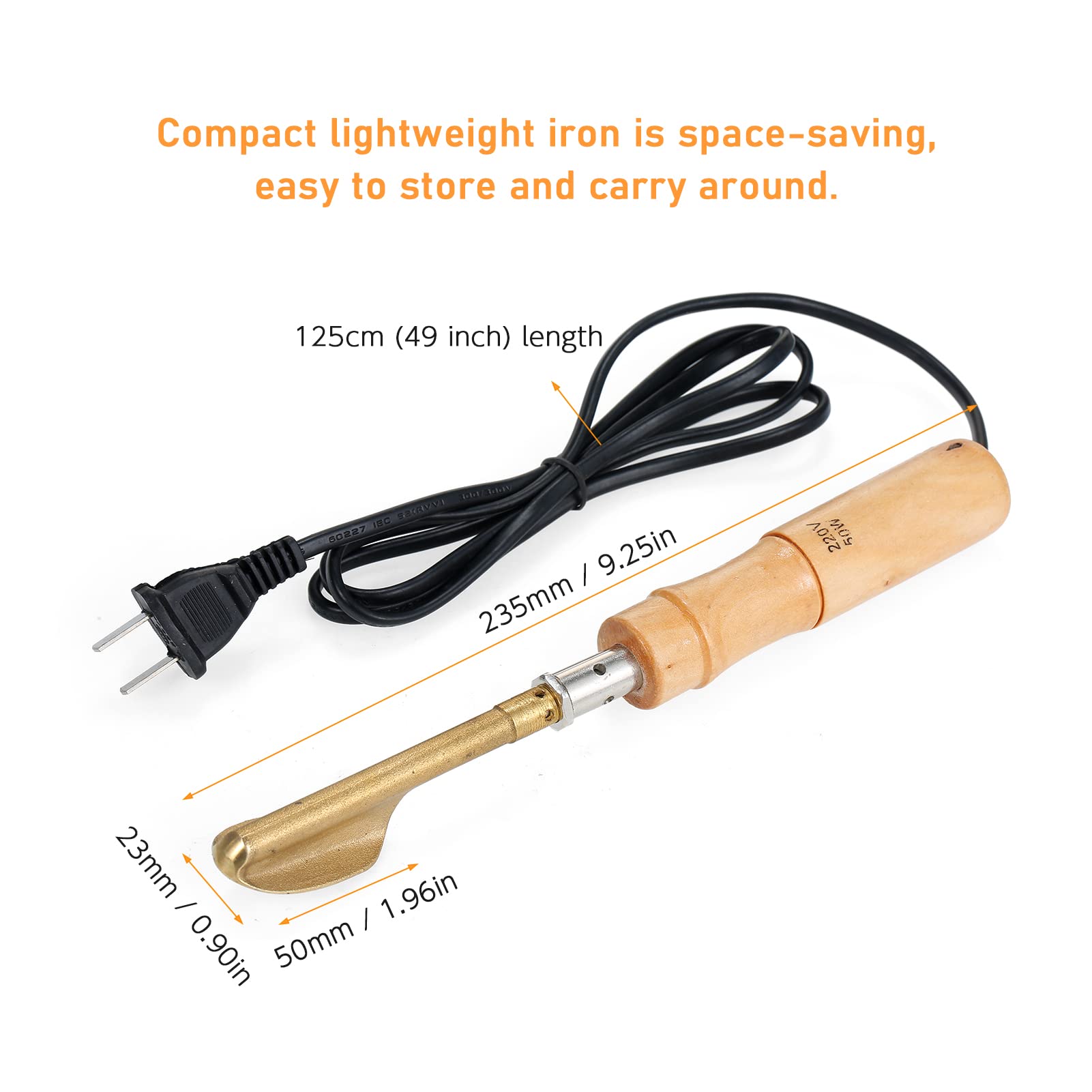 Ferro da stiro mini leggero portatile da 50W 220V con cavo di alimentazione lungo 125cm per stirare vestiti e scarpe in pelle