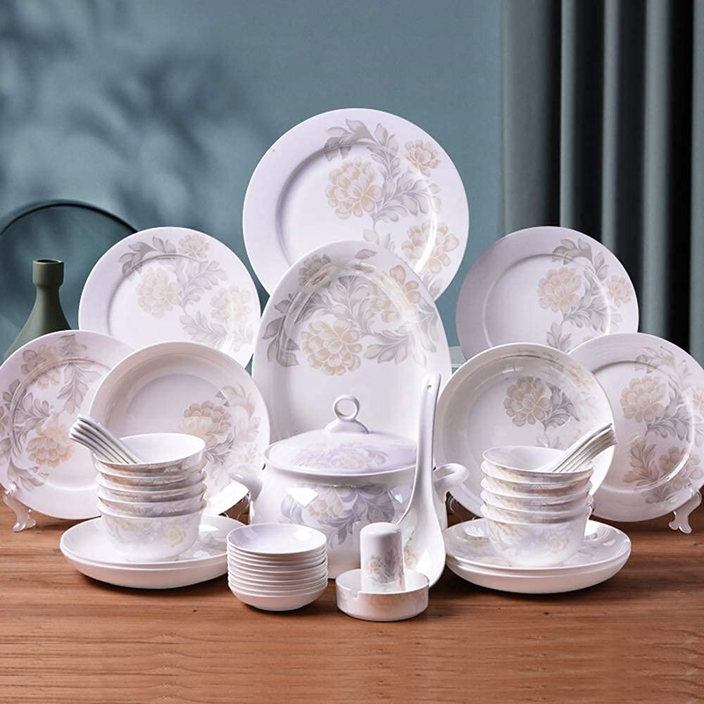 H3TF5J Zestaw stołowy porcelanowy, ceramiczny zestaw stołowych, zastawa stołowa mikrofalów, beztoksyczne i nieszkodliwe zastawa stołowa porcelanowa, zastawa stołowa ślubna ślubna domowa
