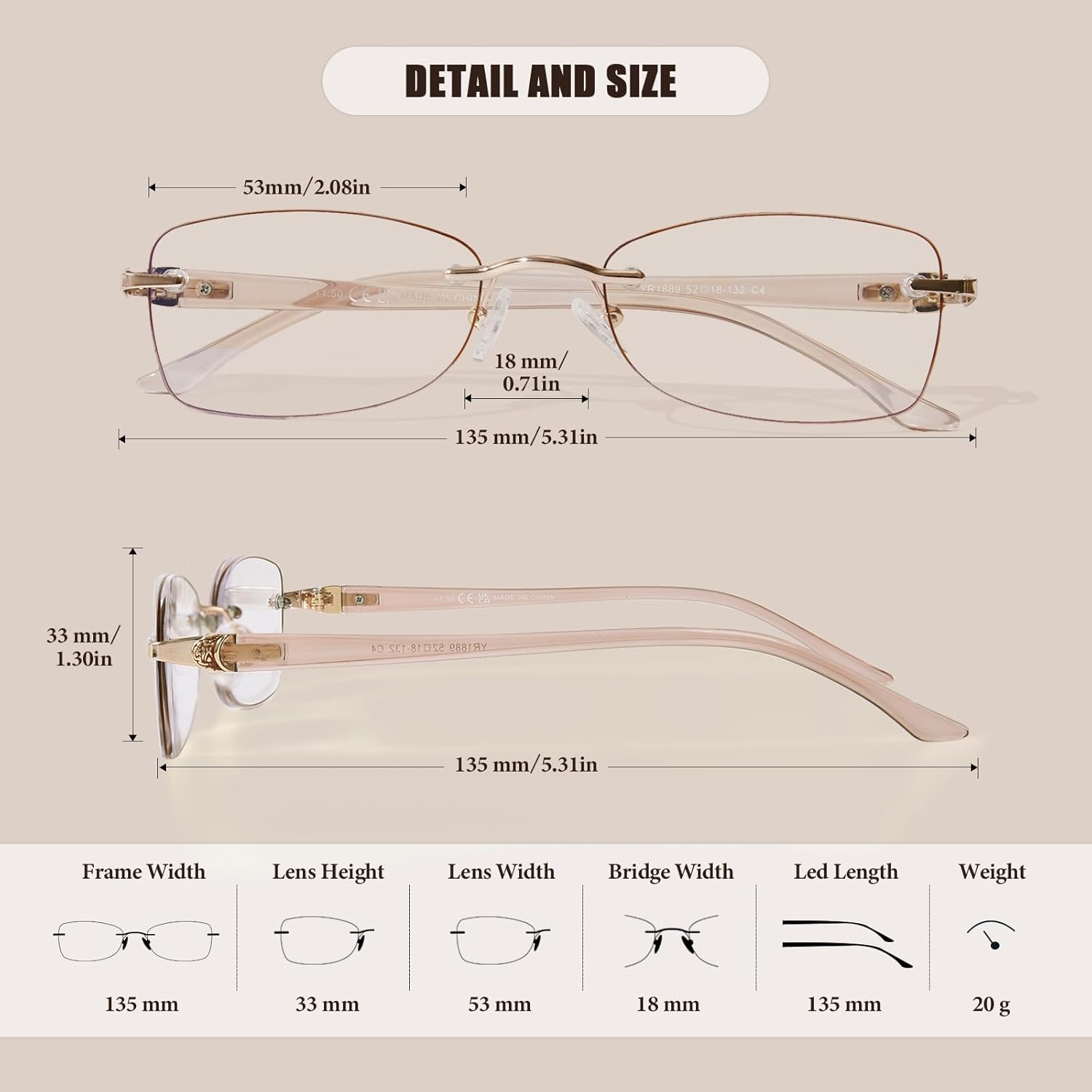 Rimless Bifocal Reading Glasses for Women Frameless Blue Light Blocking Bifocal Clear Top Readers With Tinted Edge