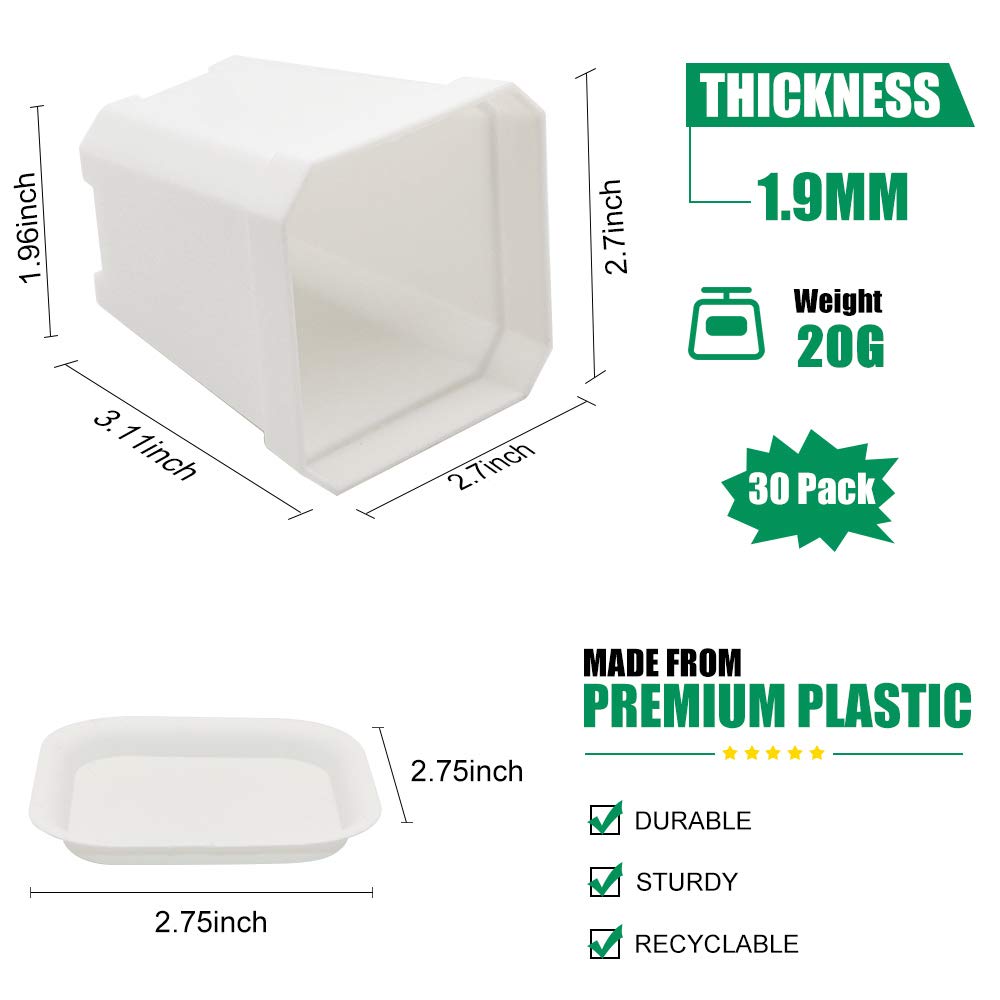 30 szt. 7,6 cm doniczka na rośliny, grube plastikowe kwadratowe kolorowe doniczki do sadzenia kwiatów, doniczki na sadzonki, doniczki początkowe z podstawkami - wiele 30 szt
