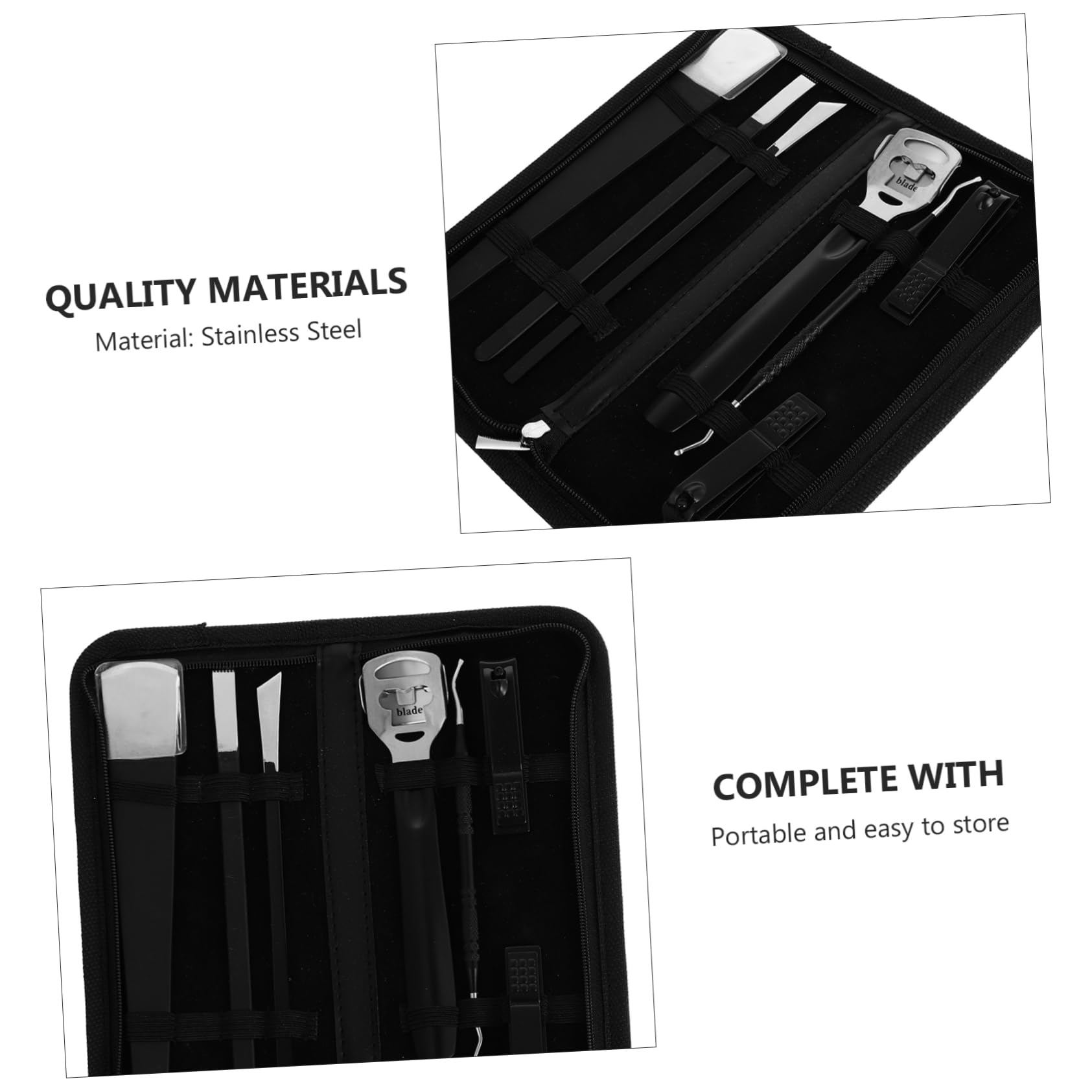 PartyKindom 7Pcs Stainless Steel Knives for Dead Skin Removal and Nail Care Lightweight and Portable Foot Tools Kit with Storage Bag for Home and Professional Use