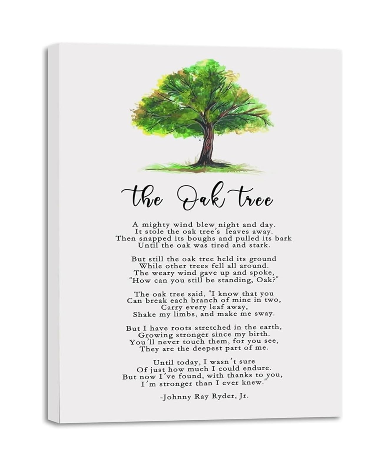 FNYUVNFAF Oak Tree Nature Poem Wall-Art Inspirational Motivational Poetry About Life Room Decor Artwork Framed,12x18inch(30x45cm)