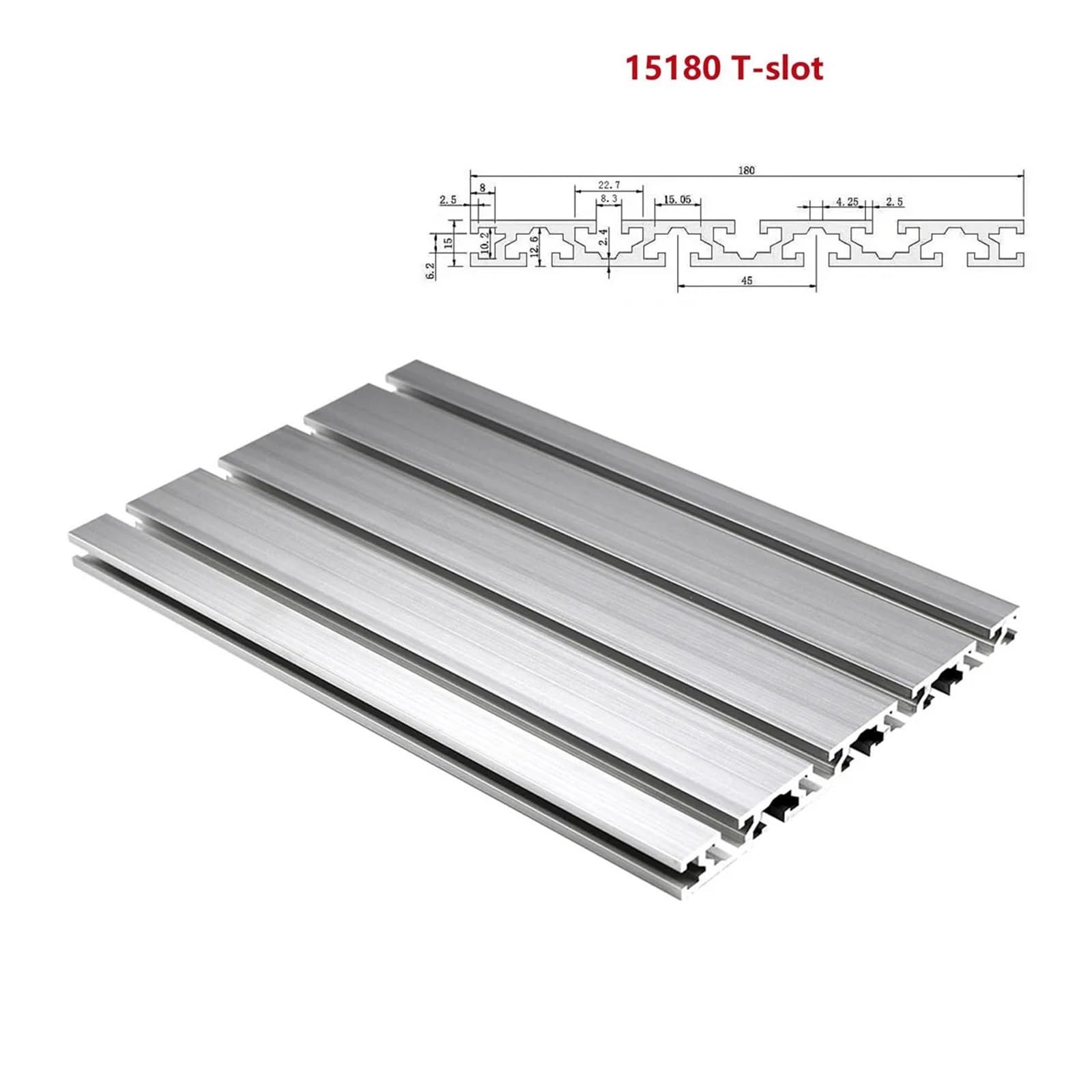 15180 Profil en aluminium à rainure en T 200 300 500 600 800 1000 mm Guide linéaire extrudé anodisé (900 mm)