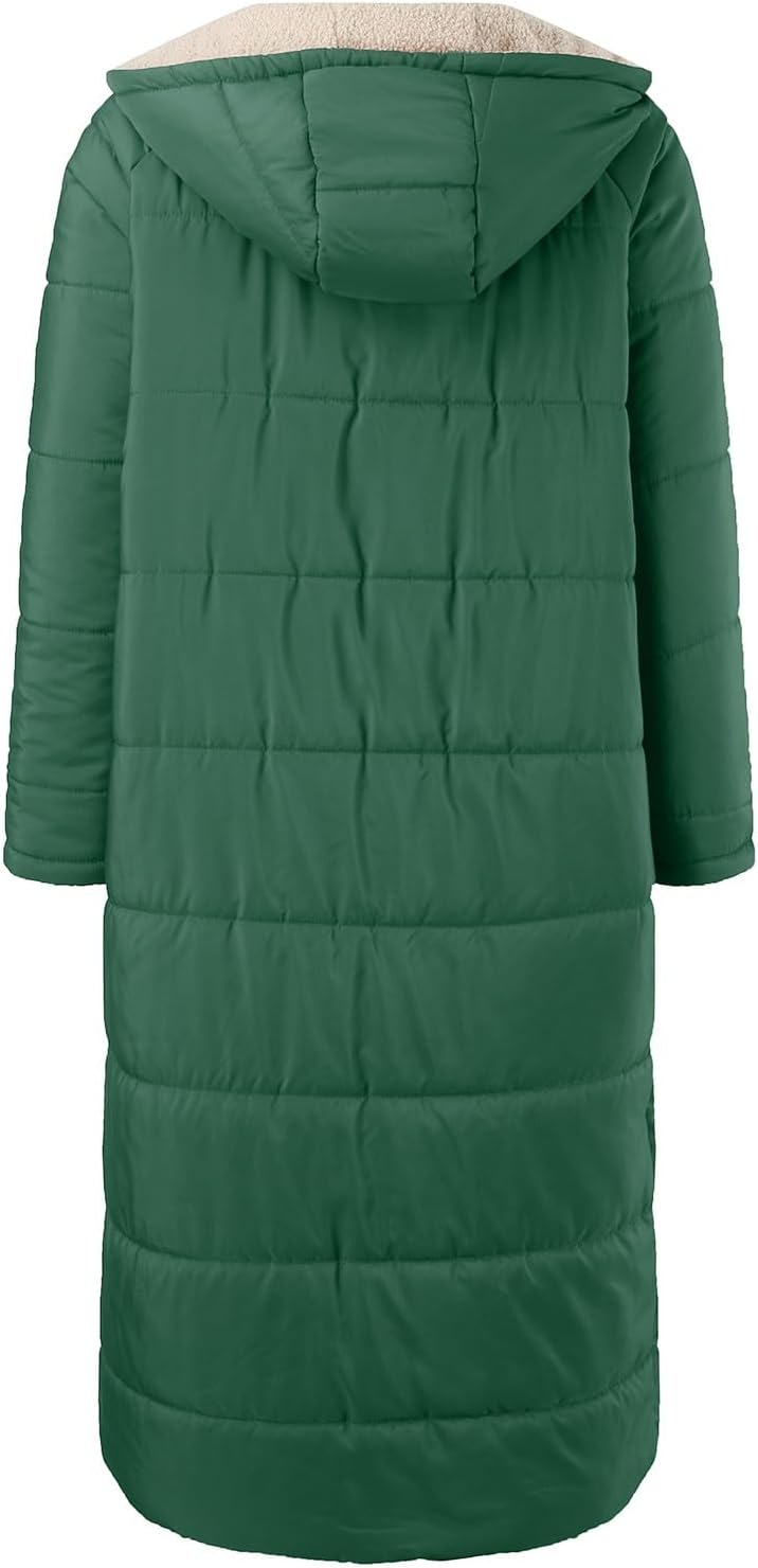 Long Winter Coats For Women Warm Oversized Reversible Fleece Puffer Shearling Down Jackets Outerwear With Hood