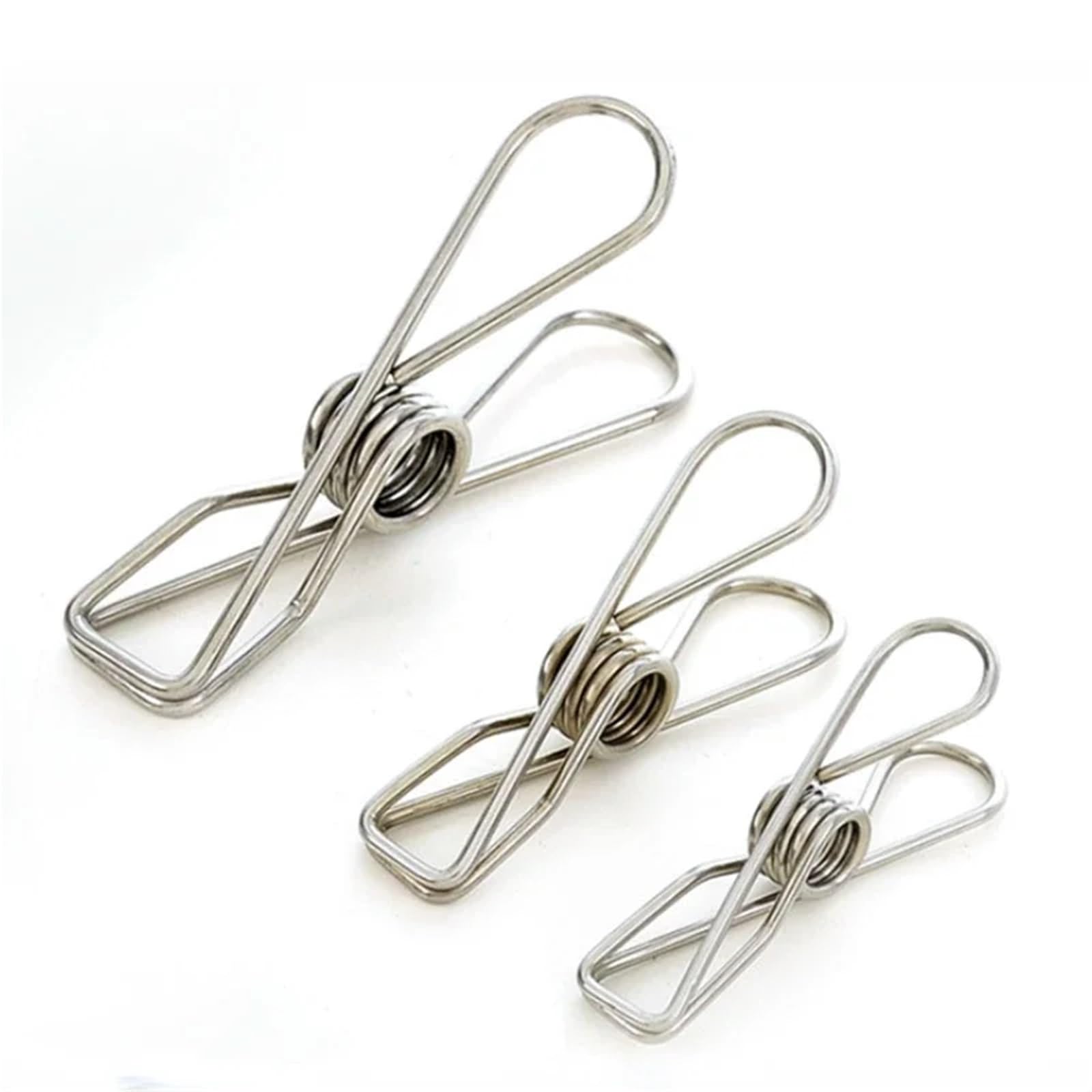 50 Stück 5,2 cm/6,8 cm/8, cm Edelstahl-Clips Wäscheklammern Klammern Halter Kleidung Klemmen Verschlussclip Haushaltswäscheklammer für Kleidung(8.2cm)
