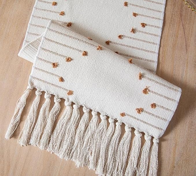 Image of Premium Boho Cotton Table Runner for 4 6 Seater Dining Table |Center Table |Coffee Table|Dining Table|Eating Area|Table Decor(14*72 INCHES)|Brown W| SZPR 057