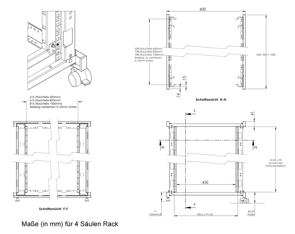 6U 48,26 cm da parete Netwok rastrelliera - cornice aperta - 400 mm profondità - Nero - Server della custodia