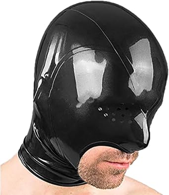 Latex Hood Microporous Mask for Latex Lovers,Handmade Rubber Mask Open Mouth with Breathing Nostrils