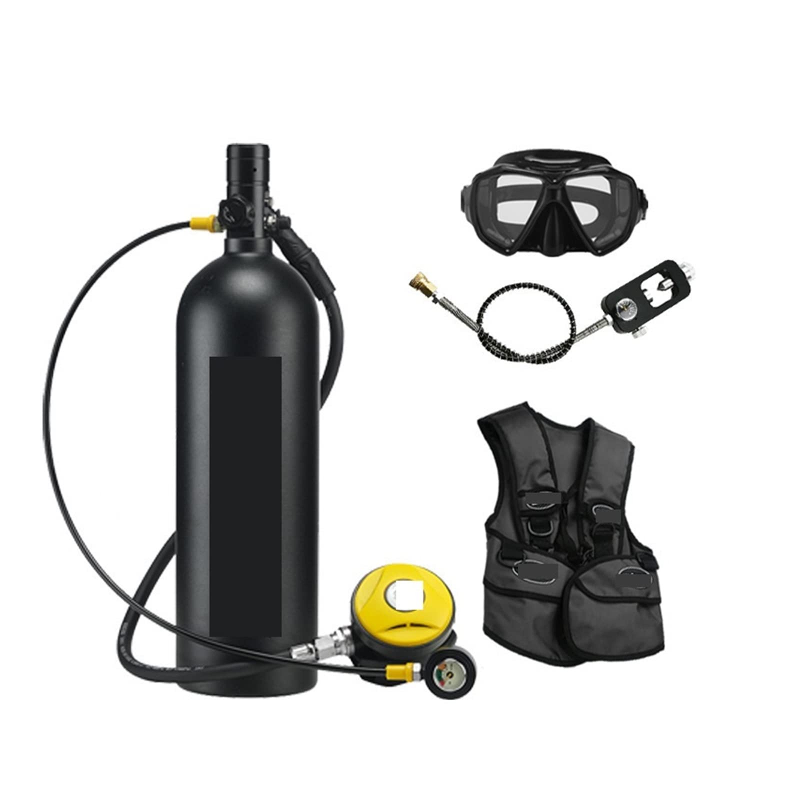 Portable Dive Cylinder, Outdoor Diving Respirator 2L Adult Swimming Oxygen Cylinder Leisure and Entertainment(Nero,B)