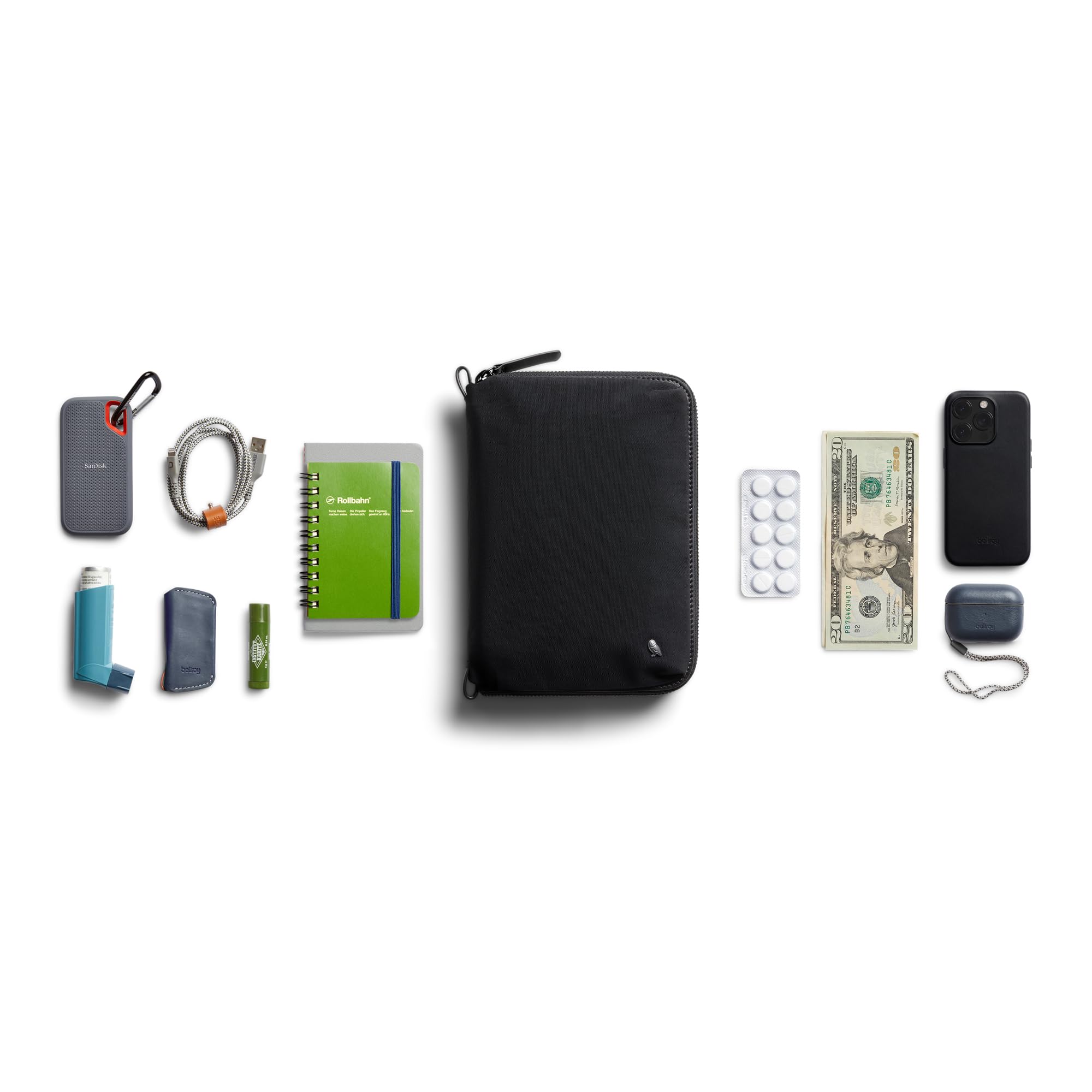 Bellroy Wonder Kit (borsa tecnologica e da viaggio con organizzazione interna per cavi, caricabatterie, taccuini, kit medici e altro) - Raven