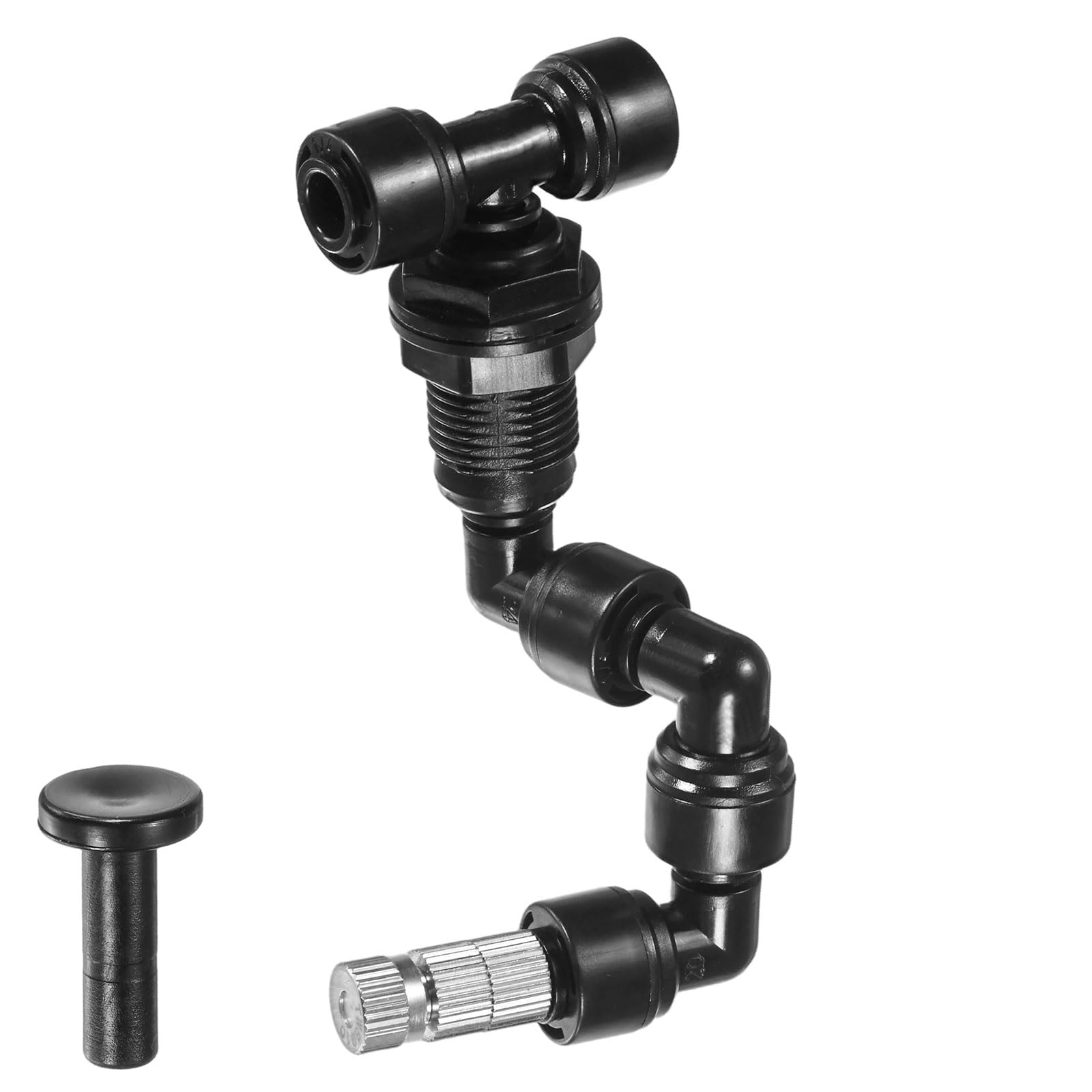 M METERXITY Reptile Mister Nozzles, 0.8mm Pore Copper 1/4" Reptile Misting Spray Nozzle with Filter Plug for Terrarium/Paludarium/Vivarium, 360 Degree Adjustable Nozzle [Black]