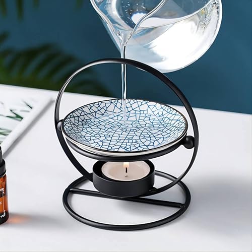 Miniatura 5 de Delicado Romántico Metal Tealight Candelabro Quemador de Aceite Difusor Aroma Horno Decoración del Hogar Negro Blanco