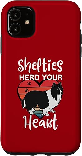 Miniatura 10 de Funda para iPhone 11 Pro Shelties Herd Your Heart Black White Bi Black Sheltie Mom