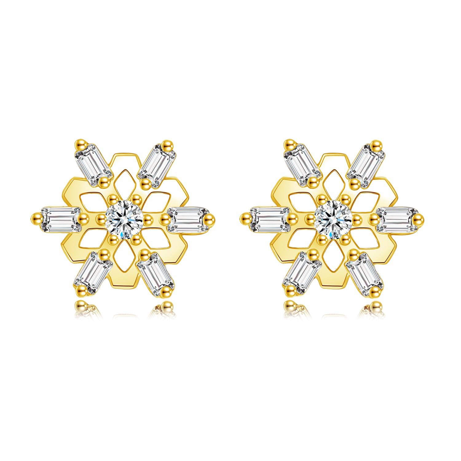 Glintara Orecchini a perno in argento 925 Natale, in argento Sterling 925, con fiocco di neve, con alce e perle ipoallergeniche, per dormire, Natale, per ragazze, 7 Millimeter, Argento sterling