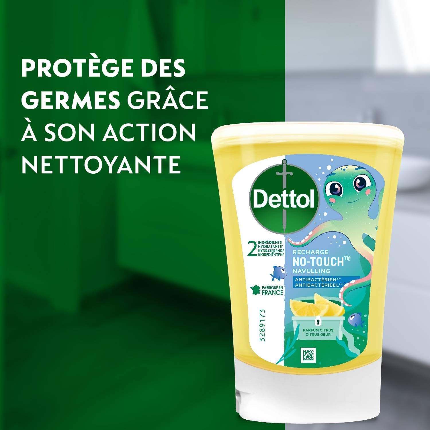 DETTOL - 4 Recharges No-Touch Savon Liquide Mains 250 ml - Miel & Vanille, Citron, Eau de Rose & Beurre de Karité et Aloe Vera & Bambou