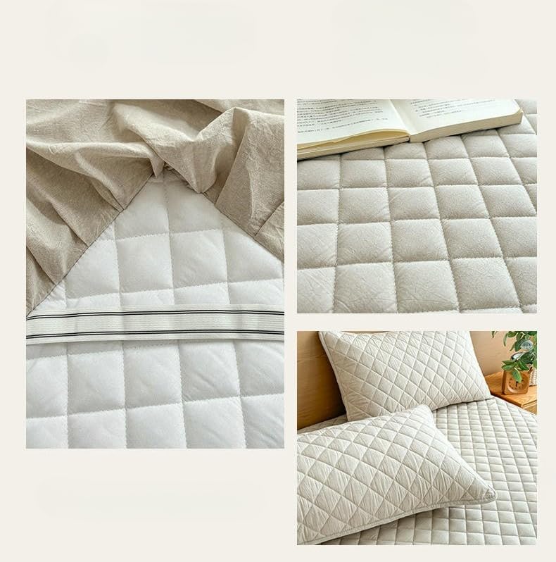 Bettrock aus einfarbiger Baumwolle, Rundum-Design, weich und atmungsaktiv, staubdicht und rutschfest, geeignet für Familienschlafzimmer, Gästezimmer und Hotels