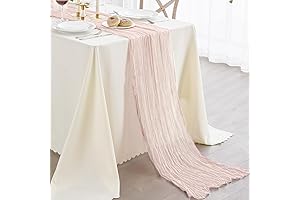 Nialnant Light Pink Cheesecloth Table Runner