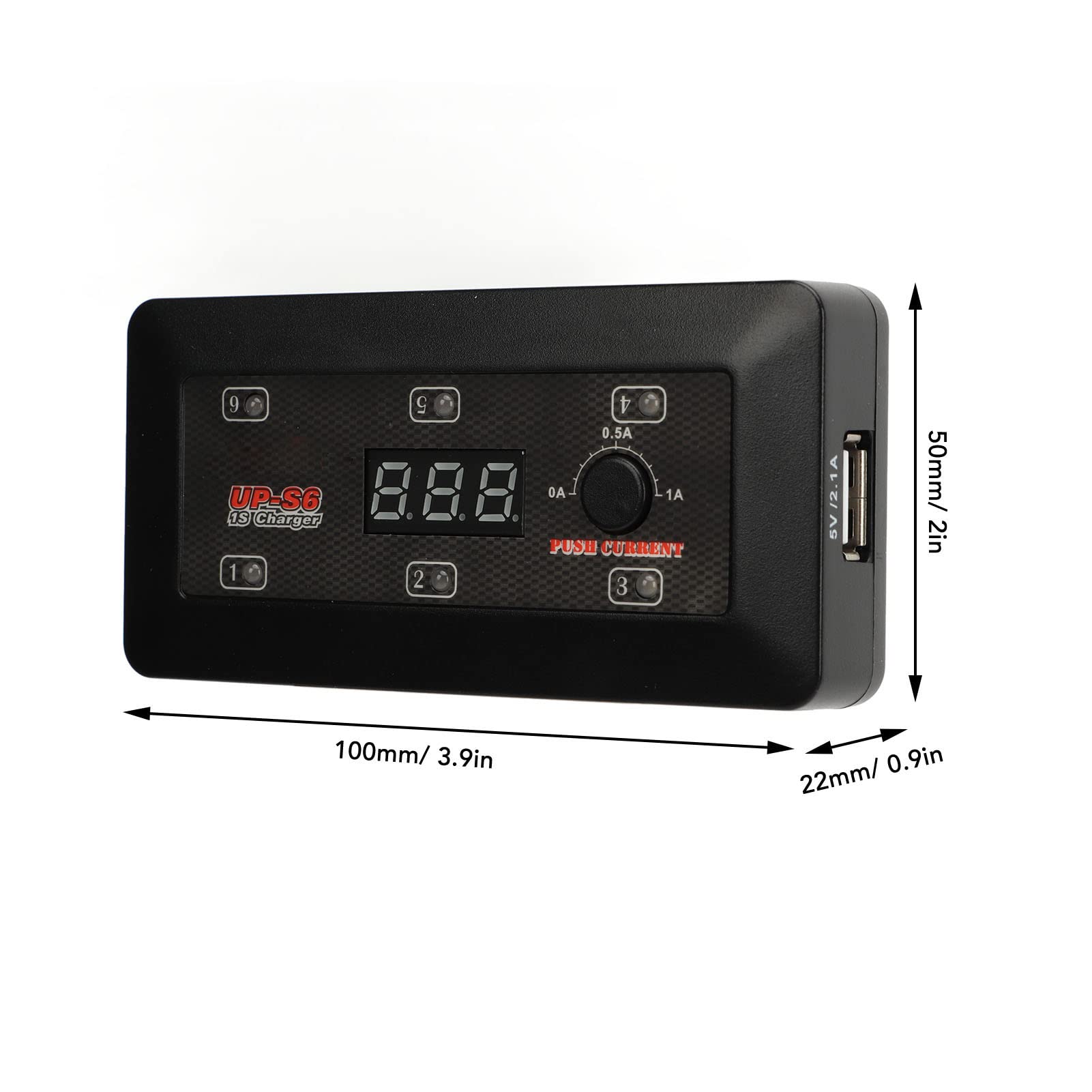 Chargeur de Batterie LiPo Chargeur de Batterie d'avion RC 1S 6 Ports LiHV LiPo Indicateur LED Port Charge USB Protection polarité Négative pour Modèle