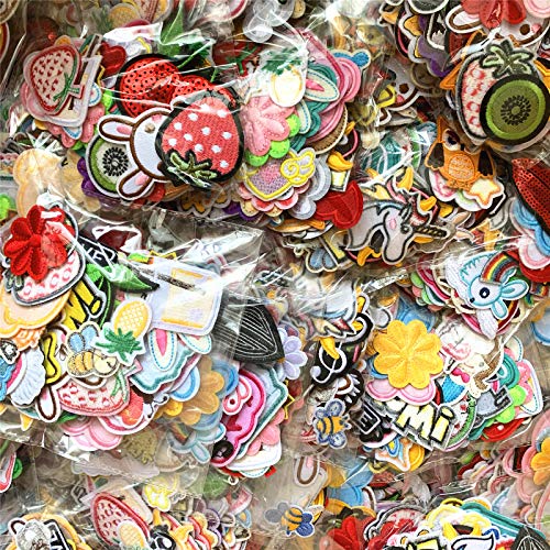Child Random Assorted Styles Iron on patchesEmbroidered Patches Bright Vivid Colors, Sew On Iron On Patch Applique for Clothes, Dress Hat, Jeans, DIY Accessories (60PCS)