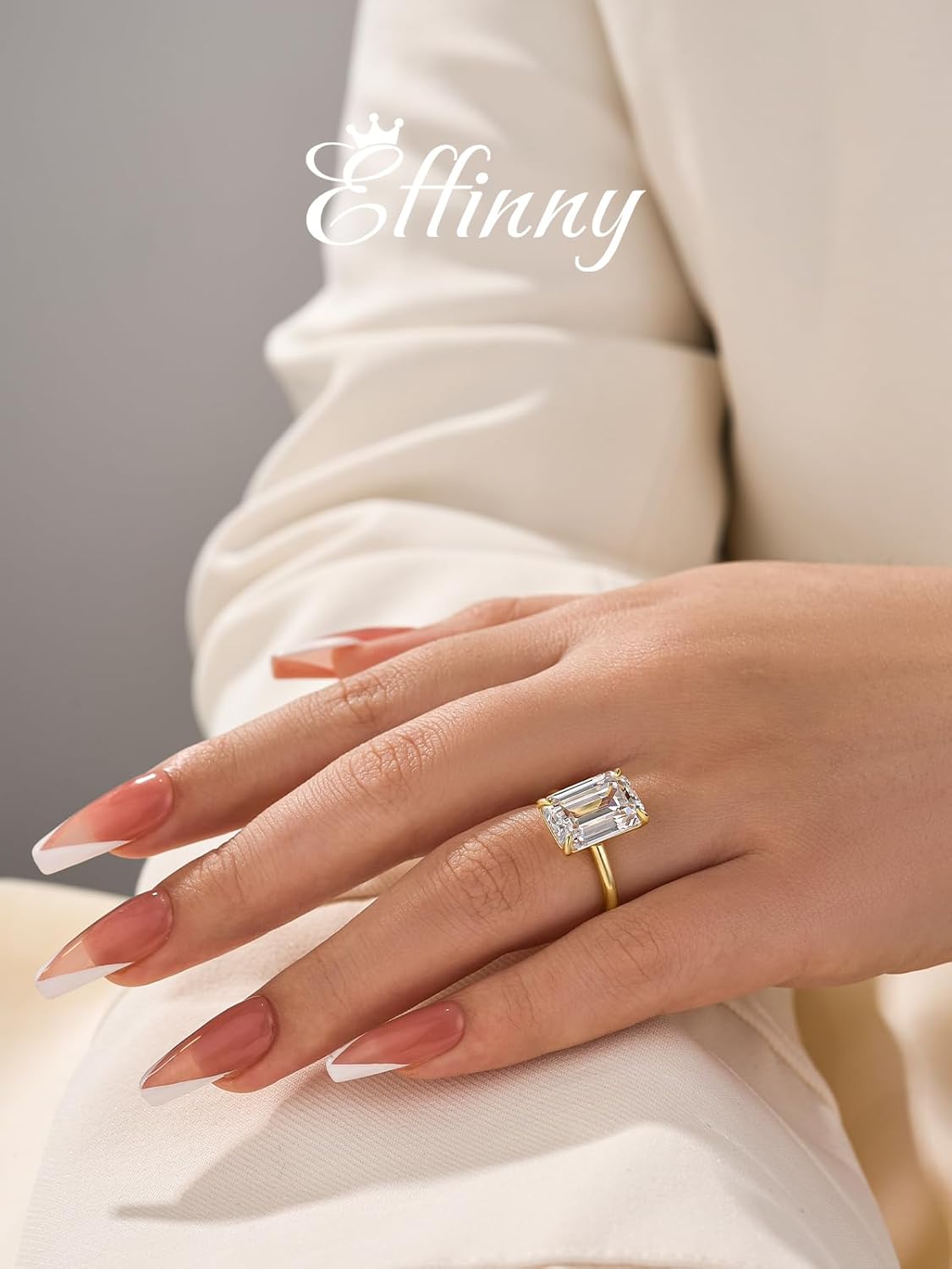 3.5ct Solitaire Elongated Emerald Cut Engagement Ring for Women,925 Silver Promise Ring