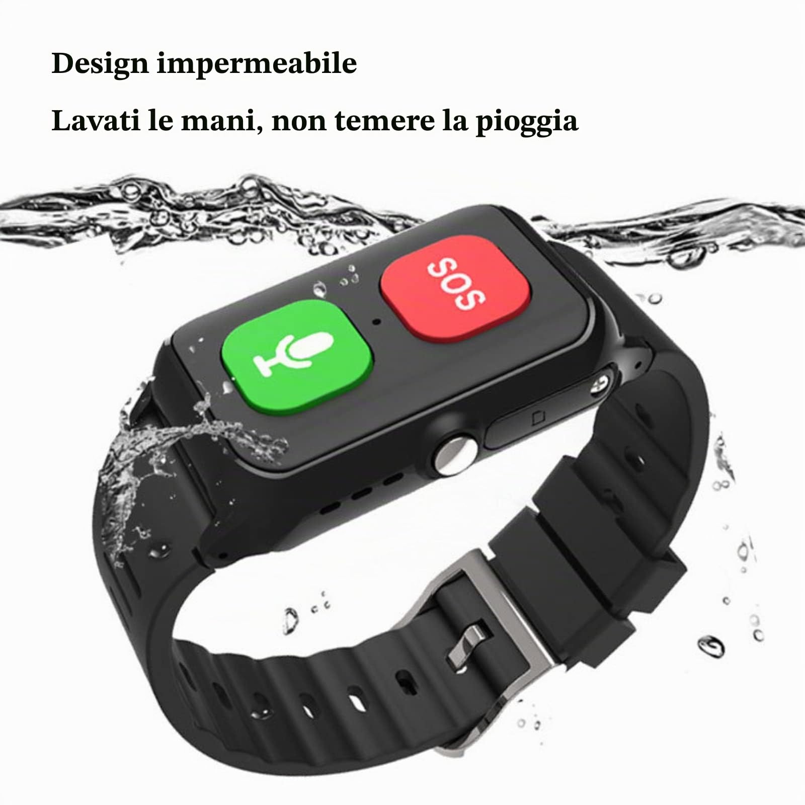 Localizzatore GPS anti-smarrimento per pazienti affetti da demenza, Alzheimer e autismo, orologio GPS per anziani con chiamata SOS, funzione di localizzazione e geofence,Black