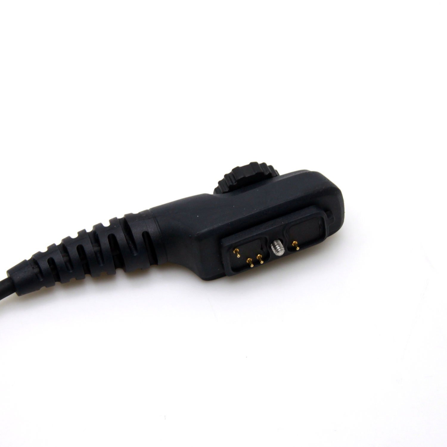 Close-up of the pins on the radio connector of the programming cable.