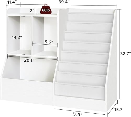 Miniatura 3 de Estantería y almacenamiento de juguetes para niños de 39.4 pulgadas, estante de 7 capas para libros, estantería para niños, estantería para niños,