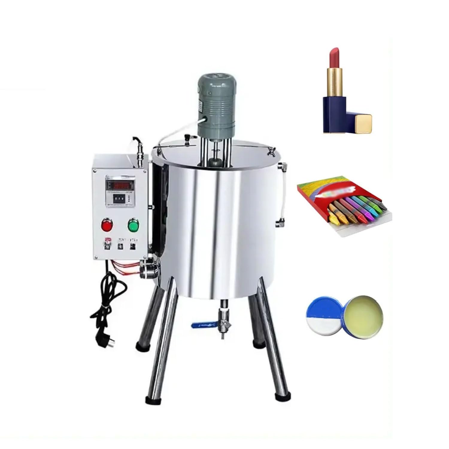 Máquina de llenado de mezcla de calefacción eléctrica, rango de 100-500 g, 15 L, para lápiz labial, esmalte de uñas, crema, crayón