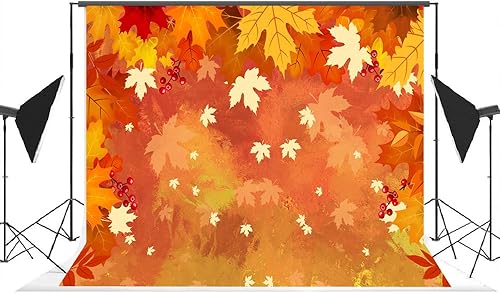 Miniatura 4 de Lofaris Fondo de fotografía de escena de hojas de arce otoñal, 7 x 5 pies, fondo de piso de cosecha de otoño, suministros para fiesta de Acción de