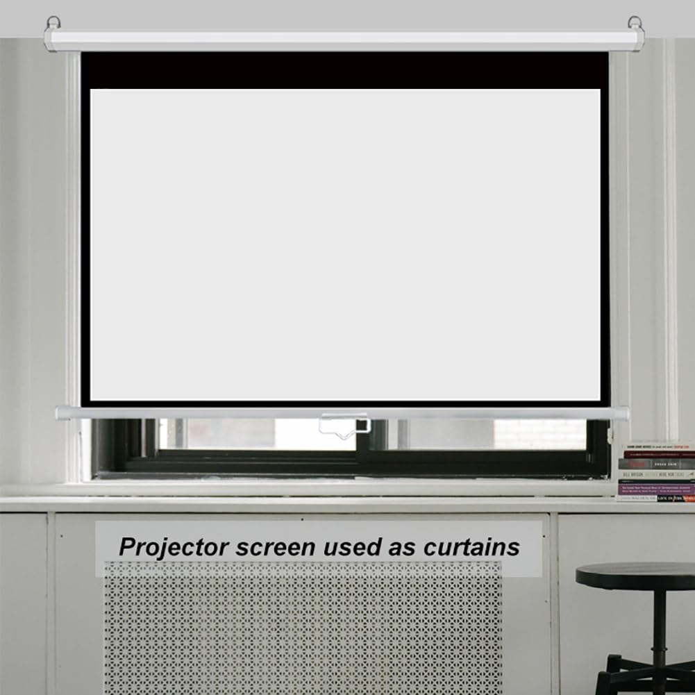 Schermo per proiettore Manuale Retrattile da 100 Pollici, Schermo cinematografico da Parete da 60 Pollici con Blocco Automatico per Home Theater da Interno(92 inch 16: 9)